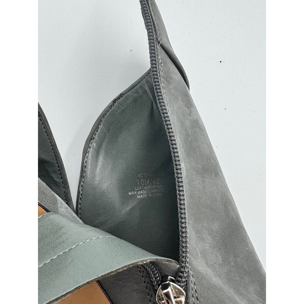 Vince Camuto Cholia Gray Suede Asymmetrical Peep Toe Sandal Bootie Heel Sz 10 - Picture 6 of 16